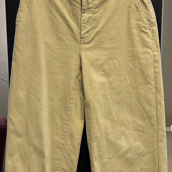 Light Green Cotton Twill Cropped Pants – Wide Leg & Comfy Fit (Size M) - Picture 1 of 3